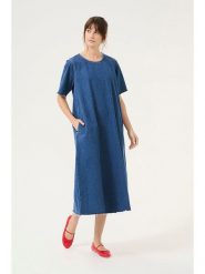 CULTURE Sukienka w kolorze niebieskim rozmiar: L. Niebieskie sukienki damskie Culture, bez wzorów, bez ramiączek. Za 173.99 zł.