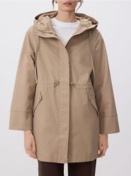 Kurtka z kapturem - beżowy. Brązowe kurtki damskie Reserved, l, bez wzorów, z tkaniny, z kapturem. Za 179.99 zł.
