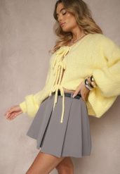 Szara Spódnica o Rozkloszowanym Kroju z Paskiem i Podszewką Typu Szorty Serivenna. Szare spódnice damskie Renee, na co dzień, l, bez wzorów, eleganckie, mini. Za 119.99 zł.