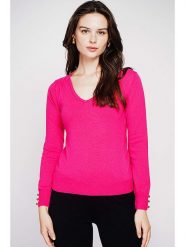 C& Jo Sweter w kolorze różowym rozmiar: 34. Różowe swetry klasyczne damskie C& Jo, ze splotem, bez kołnierzyka. Za 127.95 zł.