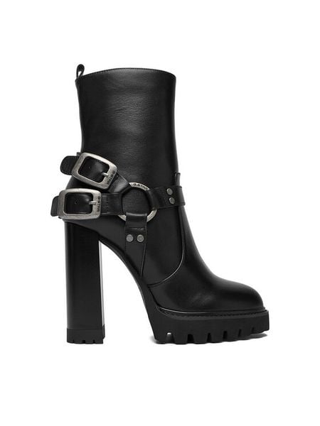 G-Star Raw Botki EO-LING-LT2560-227 Czarny. Czarne botki damskie G-Star Raw, ze skóry, retro, bez obcasa, na słupku, bez zapięcia. Za 359.99 zł.