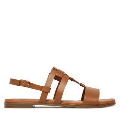 Sandały Lasocki. Brązowe sandały damskie Lasocki, bez wzorów, bez obcasa, na płaskiej podeszwie, bez zapięcia. Za 149.99 zł.