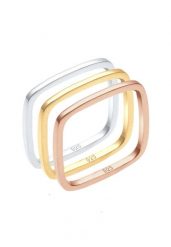 Elli Damski zestaw pierścionków Basic Kwadrat Tri-Colour ze srebra próby 925 Sterling Silver Pierścionki 1 ct. Szare pierścionki damskie Elli, platynowe. Za 279.64 zł.