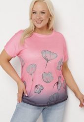 Różowy T-shirt z Krótkim Rękawem Ozdobiony Cyrkoniami Flovilla. Czerwone t-shirty damskie Born2be, uniwersalny, bez wzorów, z jeansu, bez kołnierzyka. Za 34.99 zł.