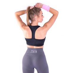 Stanik sportowy damski na siłownię 2skin BARBELL. Czarne biustonosze sportowe damskie 2SkIN, bez wzorów, z elastanu. W wyprzedaży za 39.00 zł.