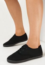 Czarne Tenisówki z Krótkim Sznurowaniem Aimena. Czarne obuwie sportowe damskie Born2be, bez zapięcia, tenisowe. Za 39.99 zł.