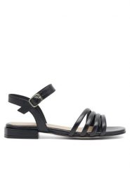 Badura Sandały E22-21451IBT Czarny. Czarne sandały damskie Badura, bez wzorów, ze skóry, bez obcasa, na płaskiej podeszwie, bez zapięcia. Za 269.99 zł.