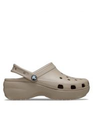 Crocs Klapki Classic Platform Clog 206750 Beżowy. Brązowe klapki damskie Crocs, bez wzorów, z tworzywa sztucznego, bez obcasa, bez zapięcia. Za 189.99 zł.