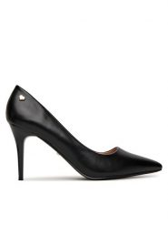 DeeZee Szpilki EZ-23-1A Czarny. Czarne szpilki damskie DeeZee, bez wzorów, ze skóry, bez obcasa, na szpilce, bez zapięcia. Za 139.99 zł.