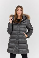 HETREGO Szara damska kurtka puchowa Leonie Quilted Woman Jacket With Detached Hood, Rozmiar 38 EU - 42 IT. Szare kurtki damskie HETREGO, bez wzorów, z poliamidu. W wyprzedaży za 1,299.99 zł.