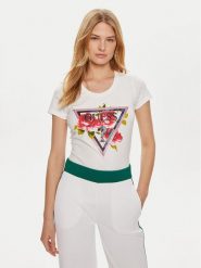 Guess T-Shirt W4YI71 J1314 Biały Regular Fit. Białe t-shirty damskie Guess, xs, z aplikacjami, z bawełny, bez kołnierzyka. Za 109.99 zł.