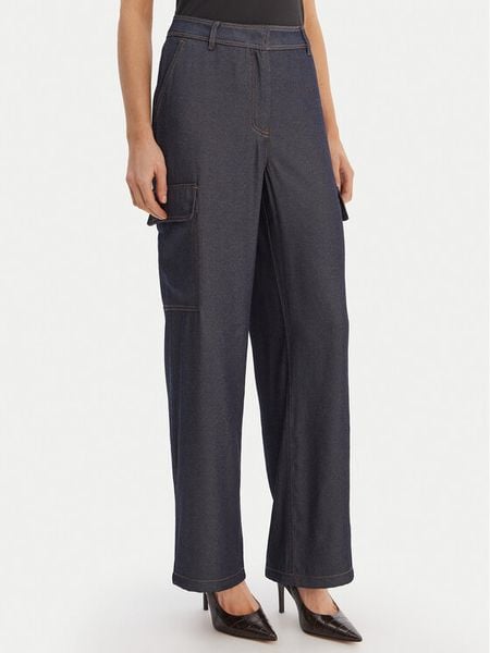 Guess Spodnie materiałowe W6RB65 WL842 Granatowy Regular Fit. Niebieskie spodnie materiałowe damskie Guess, z aplikacjami, z materiału. Za 290.99 zł.