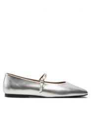 Calvin Klein Baleriny Mary Jane Ballerina - Met HW0HW02269 Srebrny. Szare balerinki damskie Calvin Klein, bez wzorów, ze skóry. Za 649.99 zł.