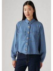 Levi's Bluzka dżinsowa w kolorze niebieskim rozmiar: S. Niebieskie bluzki damskie Levi's, s, bez wzorów, z bawełny, bez kołnierzyka, bez ramiączek. Za 152.26 zł.