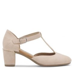 Półbuty Rieker. Czerwone czółenka damskie Rieker, bez wzorów, bez obcasa, na obcasie. Za 289.99 zł.