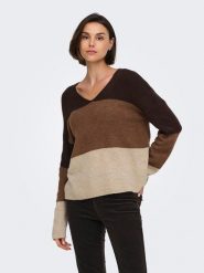 JDY Sweter "Elanora" w kolorze brązowo-beżowo-jasnobrązowym rozmiar: S. Brązowe swetry klasyczne damskie JDY, s, bez kołnierzyka. Za 109.95 zł.