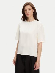 Tommy Hilfiger T-Shirt WW0WW45900 Écru Relaxed Fit. T-shirty damskie Tommy Hilfiger, bez wzorów, z wiskozy, bez kołnierzyka. Za 259.99 zł.