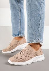Różowe Sneakersy z Ażurową Elastyczną Cholewką Feniosse. Czerwone obuwie sportowe damskie Born2be, z jeansu, bez zapięcia. Za 79.99 zł.