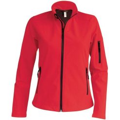 Kurtka damska Kariban Softshell. Czerwone kurtki damskie KARIBAN, bez wzorów, z softshellu, bez kaptura. W wyprzedaży za 161.50 zł.