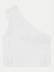 Guess Top J5GI27 KCSK4 Biały Slim Fit. Białe koszulki i t-shirty dziewczęce Guess, z aplikacjami, z bawełny, bez kołnierzyka, bez ramiączek. Za 69.99 zł.