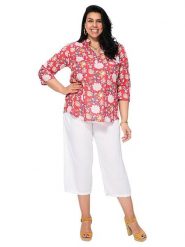 Aller Simplement Bluzka w kolorze czerwonym rozmiar: 54-58. Czerwone bluzki damskie Aller Simplement, bez wzorów, z bawełny, klasyczne, bez kołnierzyka, bez ramiączek. Za 69.99 zł.