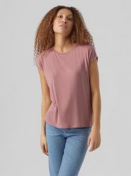 Vero Moda Koszulka "Vmava" w kolorze jasnoróżowym rozmiar: XXL. Różowe bluzki damskie Vero Moda, xxl, bez wzorów, bez kołnierzyka, bez ramiączek. Za 52.67 zł.