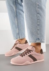 Różowo-Brązowe Sneakersy z Ozdobnym Paskiem Naliovela. Czerwone obuwie sportowe damskie Born2be, z jeansu, bez zapięcia. Za 89.99 zł.