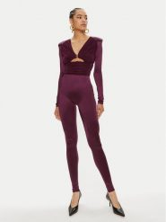 Elisabetta Franchi Kombinezon TU-019-46E2 Bordowy Slim Fit. Czerwone sukienki damskie Elisabetta Franchi, bez wzorów, z syntetyku, bez ramiączek. Za 1,329.00 zł.