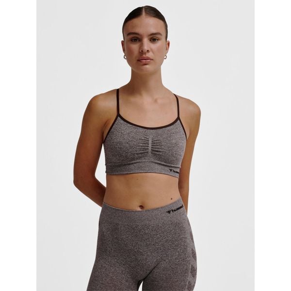 Bezszwowy biustonosz dla kobiet Hummel CI Scrunch. Brązowe biustonosze Hummel, bez wzorów. Za 142.00 zł.