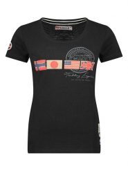 Geographical Norway Koszulka w kolorze czarnym rozmiar: XL. Czarne bluzki damskie Geographical Norway, xl, bez wzorów, z bawełny, bez kołnierzyka, bez ramiączek. Za 43.88 zł.