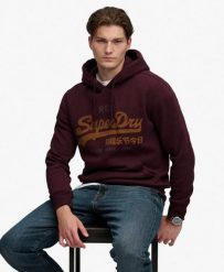 Superdry Bluza z kapturem Vintage Logo Heritage Relaxed. Czerwone bluzy damskie Superdry, l, bez wzorów, z bawełny, z kapturem. Za 373.45 zł.