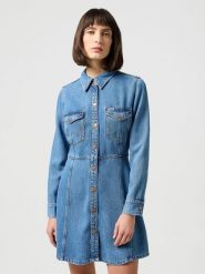 WRANGLER DAMSKA SUKIENKA JEANSOWA WRANGLER A LINE SHIRT DRESS PARTNERS 112350340. Sukienki damskie Wrangler, bez wzorów, z jeansu, bez ramiączek. Za 199.99 zł.