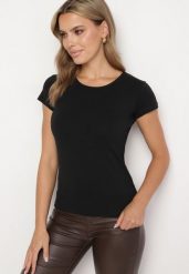 Czarny Klasyczny Bawełniany T-shirt Zeiola. Czarne t-shirty damskie Born2be, m, bez wzorów, z bawełny, bez kołnierzyka. Za 29.99 zł.