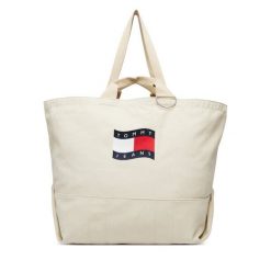 Torebka Tommy Jeans. Brązowe shopper bag Tommy Jeans, z jeansu, bez dodatków. Za 409.99 zł.