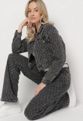 Szara Bawełniana Kurtka Jeansowa z Geometrycznym Wzorem Arivale. Szare kurtki damskie Born2be, l, bez wzorów, z bawełny, bez kaptura. Za 139.99 zł.