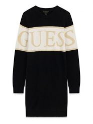 Guess Sukienka dzianinowa J6BK06 Z1295 Czarny Regular Fit. Czarne sukienki dziewczęce Guess, z aplikacjami, z bawełny, bez ramiączek, proste. Za 264.99 zł.