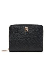 Tommy Hilfiger Portfel Th Icon Med Za Flap Mono AW0AW17743 Czarny. Czarne portfele damskie Tommy Hilfiger, bez wzorów, ze skóry. Za 249.99 zł.