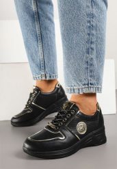 Czarne Sneakersy z Metalicznymi Ozdobami Yaslevi. Czarne obuwie sportowe damskie Born2be, z jeansu, bez zapięcia. Za 119.99 zł.