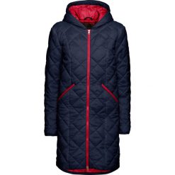 Płaszcz pikowany z kapturem, dwukolorowy. Niebieskie płaszcze damskie bonprix, bez wzorów, z kapturem. Za 159.99 zł.