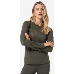 Koszulka z długim rękawem damska SUPER.NATURAL W Fourski LS. Zielone koszulki damskie super.natural, bez wzorów, bez kołnierzyka, bez ramiączek. Za 279.99 zł.