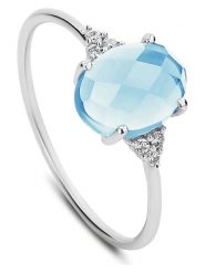 DIA DIAMONDS Srebrny pierścionek z diamentami i topazem rozmiar: 58. Niebieskie pierścionki damskie DIA DIAMONDS, z diamentem, srebrne. Za 284.82 zł.