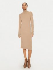 Calvin Klein Sukienka dzianinowa K20K207485 Beżowy Regular Fit. Brązowe sukienki damskie Calvin Klein, bez wzorów, z dzianiny, bez ramiączek. Za 359.99 zł.