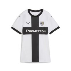 Damska koszulka domowa Parma Calcio 24/25 PUMA White Black. Białe bluzki damskie Puma, l, bez wzorów, bez kołnierzyka, bez ramiączek. Za 379.00 zł.