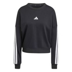 Bluza damska z francuskiego dresu adidas Essentials 3-Stripes. Czarne bluzy damskie Adidas, na zimę, xl, bez wzorów, z dresówki, bez kaptura. Za 225.95 zł.