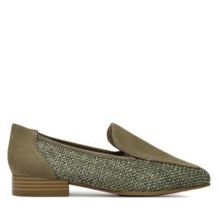 Lordsy Caprice. Zielone półbuty damskie Caprice, bez wzorów, bez obcasa, bez zapięcia. Za 339.99 zł.