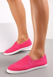 Fuksjowe Materiałowe Tenisówki na Elastycznej Podeszwie Aishani. Czerwone obuwie sportowe damskie Renee, z jeansu, bez zapięcia, tenisowe. Za 39.99 zł.