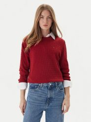 Tommy Hilfiger Sweter Fine WW0WW44993 Czerwony Regular Fit. Czerwone swetry klasyczne damskie Tommy Hilfiger, xl, z bawełny, bez kołnierzyka. Za 559.99 zł.