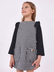 Mayoral Sukienka codzienna 4.921 Czarny Regular Fit. Czarne sukienki dziewczęce Mayoral, bez wzorów, z wiskozy, bez ramiączek, proste. Za 129.99 zł.