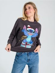 Bluza Stitch - szary. Szare bluzy damskie Sinsay, l, bez wzorów, bez kaptura. Za 49.99 zł.