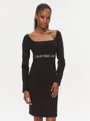 Calvin Klein Jeans Sukienka codzienna J20J221989 Czarny Slim Fit. Czarne sukienki damskie Calvin Klein Jeans, bez wzorów, z jeansu, bez ramiączek. Za 249.99 zł.